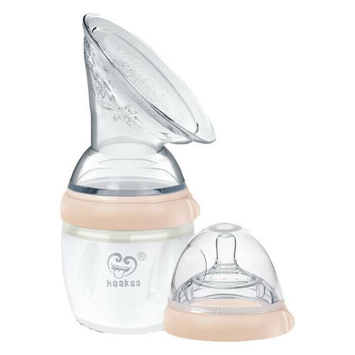 Haakaa Generation 3 Silicone Breast Pump and Baby Bottle Set in Peach