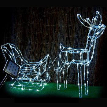 solar reindeer and sleigh LED lights