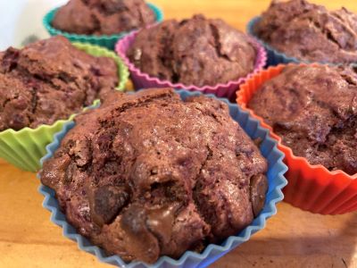 Chocolate beetroot muffins