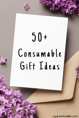 50 consumable gifts card and envelope with purple flowers