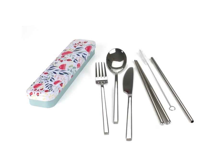 Educatgame Cute Cutlery Set, Includin Reusable Stainless Steel Fork and  Spoon and with a box. Suitable for Travel, camping, and Boys Girls Birthday